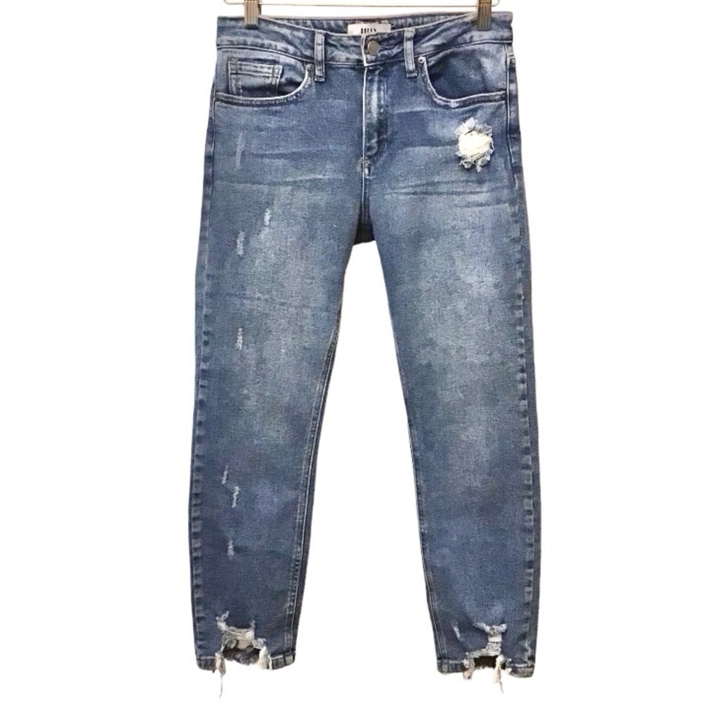 JBD. 27 Jeans Women’s Tapered Leg Distressed Frayed Hems Stretch Style DP443 - Picture 2 of 11
